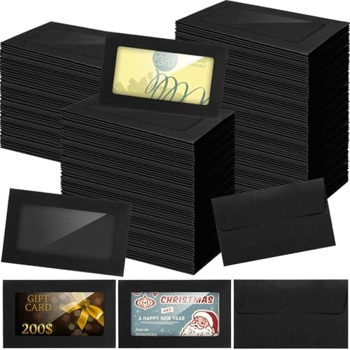 120 Packs Gift Card Envelopes Sleeves Credit Card Size with Window Greeting Card Mailing Envelopes Business Small Envelopes Pockets for Party Festivals (Black, 3.9 x 2.4 Inch)