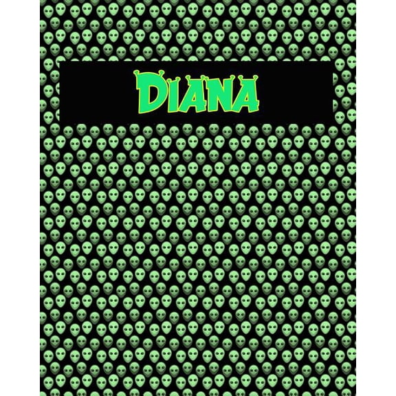 120 Page Handwriting Practice Book with Green Alien Cover Diana: Primary Grades Handwriting Book (Paperback)