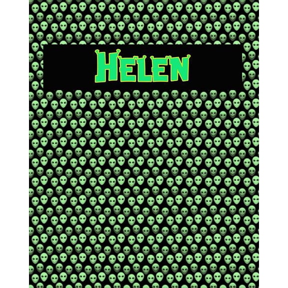 120 Page Handwriting Practice Book with Green Alien Cover Helen: Primary Grades Handwriting Book (Paperback)