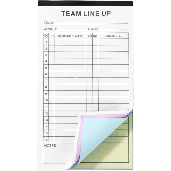 120 Pages Baseball/Softball Lineup Cards, 4.53x8.03 Inch 4 Part Carbonless Copies Line Up Sheets Book for 16 Player Roster Coaching Accessories for Softball Baseball School Game