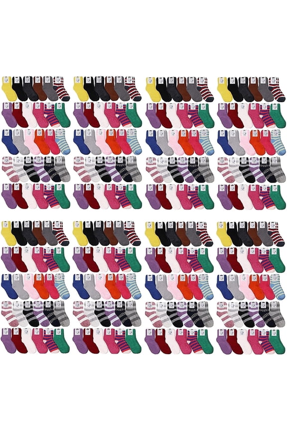 120 Pairs Case Of WSD Womens Fuzzy Socks, Winter Soft Fluffy Assorted Socks Size, 9-11