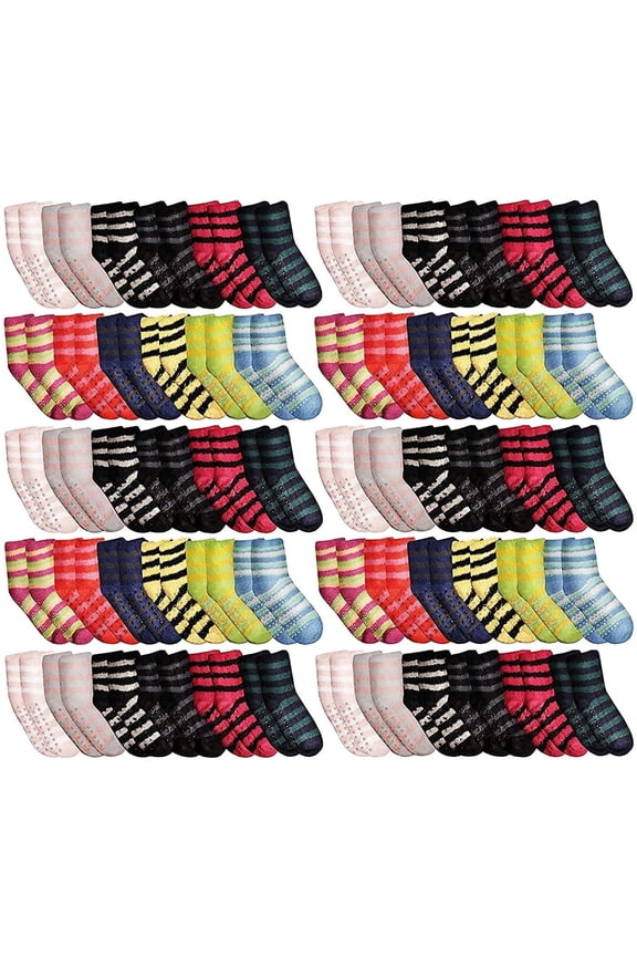 120 Pairs Case Of WSD Womens Fuzzy Socks, Winter Soft Fluffy Assorted Socks Size, 9-11