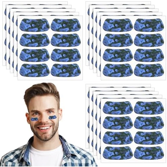 120 Pairs Eye Black Stickers Bulk Baseball Face Glitter Stickers Football Softball Party Favor Spirit Day Accessories(Camouflage,Blue2)