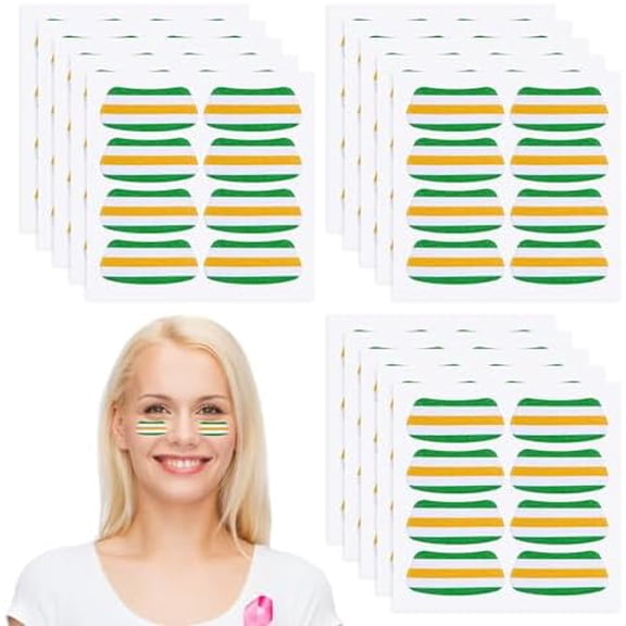 120 Pairs Eye Black Stickers Bulk Baseball Face Glitter Stickers Football Softball Party Favor Spirit Day Accessories(Strip,Green, White, Yellow)
