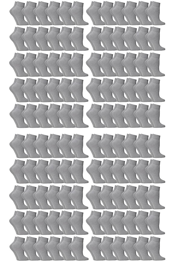 120 Pairs Low Cut Socks, Mens & Womens Below Ankle Socks, Cotton, Sock, Donation Homeless, Lightweight Bulk (120 Pairs Mens Grey)
