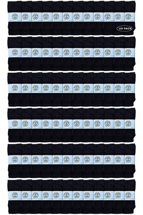 120 Pairs Of Yacht & Smith 17 Inch Wholesale Kids Tube Socks, Childrens Cotton Referee Sport Socks Size 6-8 (6-8 Black)