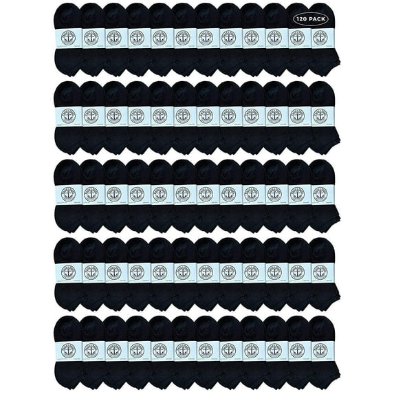 120 Pairs Of Yacht & Smith Bulk Womens Ankle Socks Low Cut Ankle Socks Size 9-11 (Black)