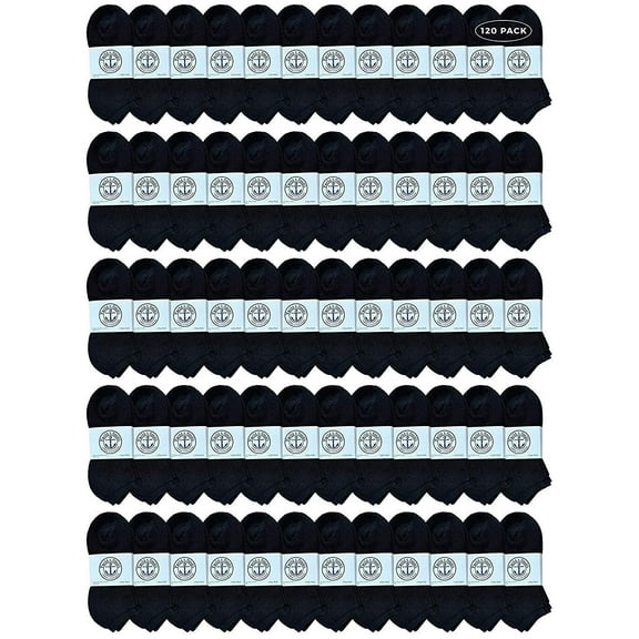 120 Pairs Of Yacht & Smith Bulk Womens Ankle Socks Low Cut Ankle Socks Size 9-11 (Black)