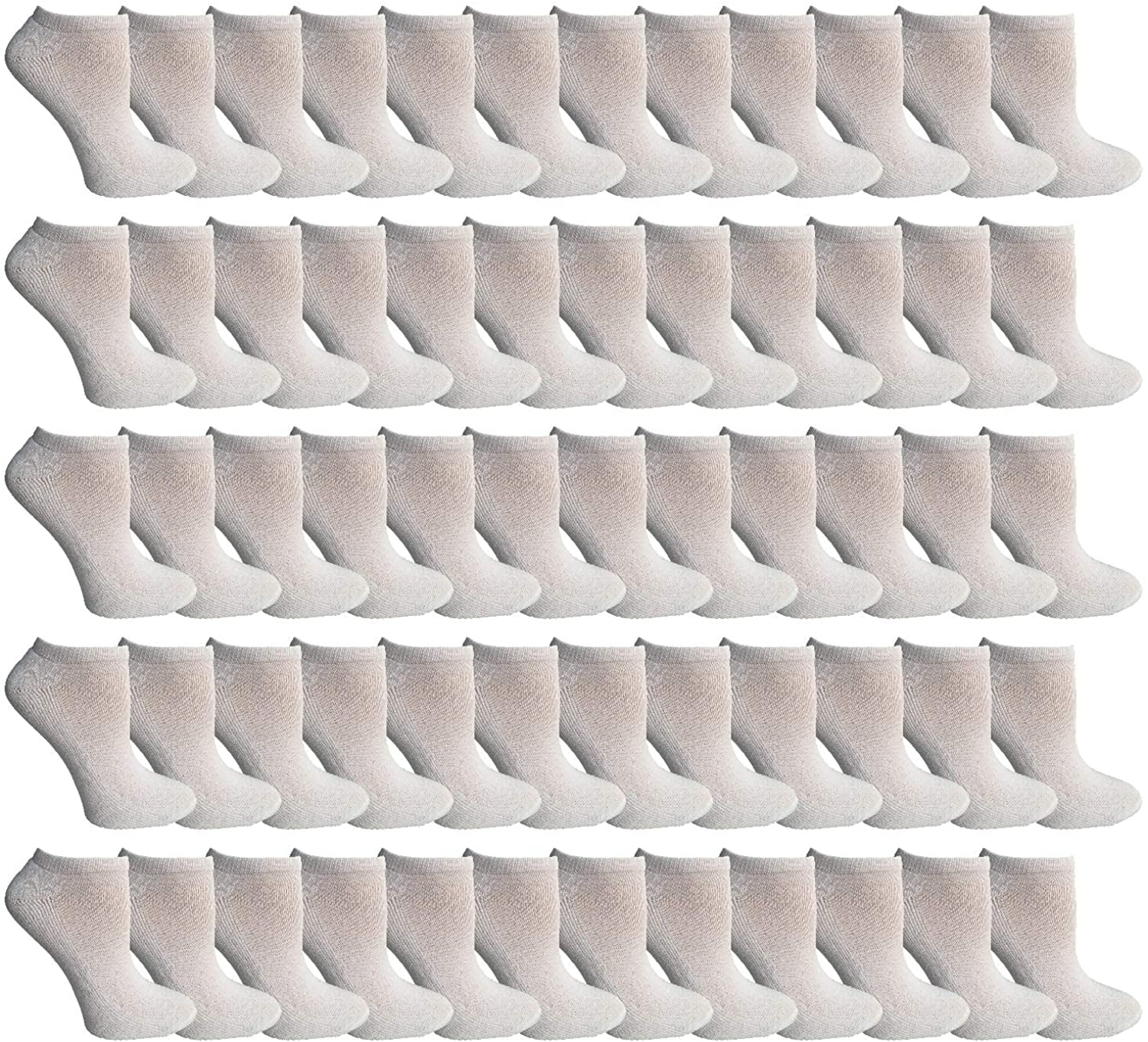 120 Pairs Of Yacht & Smith Bulk Womens Ankle Socks Low Cut Ankle Socks Size 9-11 (White)