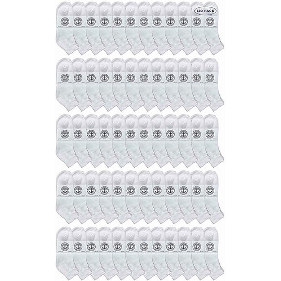 120 Pairs Of Yacht & Smith Men Wholesale Cotton Sport Athletic Mid Ankle Socks Bulk Case Pack Size 10-13 (White)