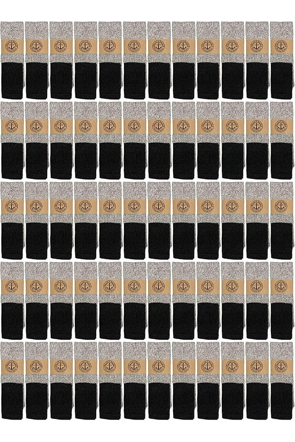 120 Pairs Of Yacht & Smith Mens Cotton Thermal Tube Socks, Cold Weather Boot Sock Shoe Size 5-10