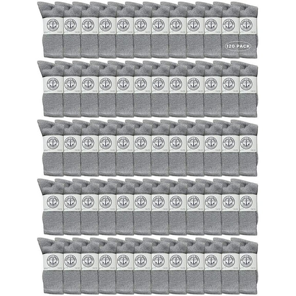 120 Pairs Of Yacht & Smith Mens Wholesale Bulk Cotton Socks, Athletic Sport Socks Shoe Size 8-12 (Gray)