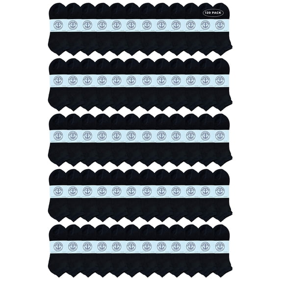120 Pairs Of Yacht & Smith Mens Wholesale Bulk No Show Ankle Socks, Cotton Sport Athletic Socks - Size 10-13 (Black)
