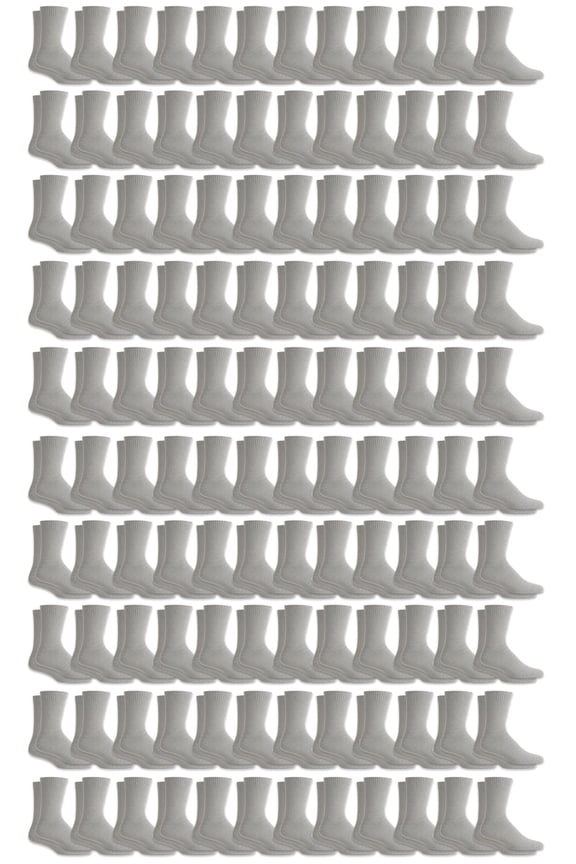 120 Pairs Of Yacht & Smith Wholesale Bulk Womens Crew Socks, Cotton Sport Athletic Socks - Size 9-11 (Gray)