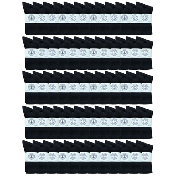 120 Pairs Of Yacht & Smith Wholesale Kids Crew Socks, Childrens Cotton Casual Crew Socks Size 4-6 (Black)
