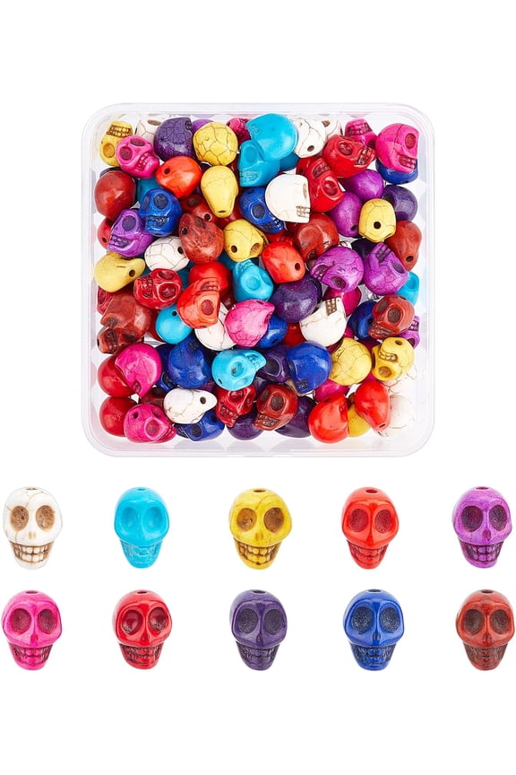 120 Pcs 10 Colors Head Beads Synthesis Turquoise Beads Spacer Stone Loose Beads for Bracelet Necklace Jewelry DIY Craft Making for DIY