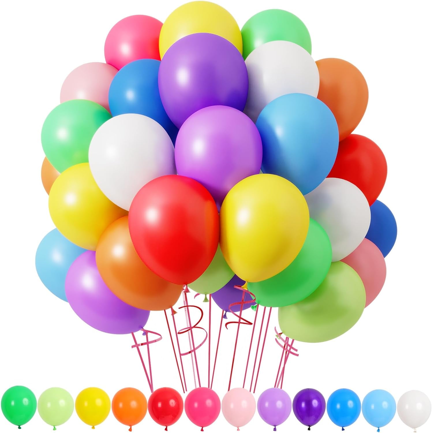 120 Pcs 12 Inches Assorted Color Balloons Kit, Rainbow Latex Balloons ...