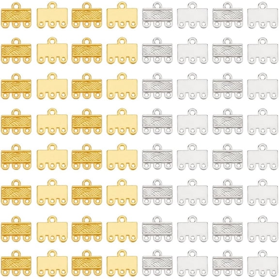 120 Pcs 2 Colors 3-Layer Clasps Chandelier Components Links Tibetan Alloy Multi Strand Bracelet Necklace Layer Clasp for Multilayer Necklace Dangle Earring Making 10.5x12.5x1mm 1set
