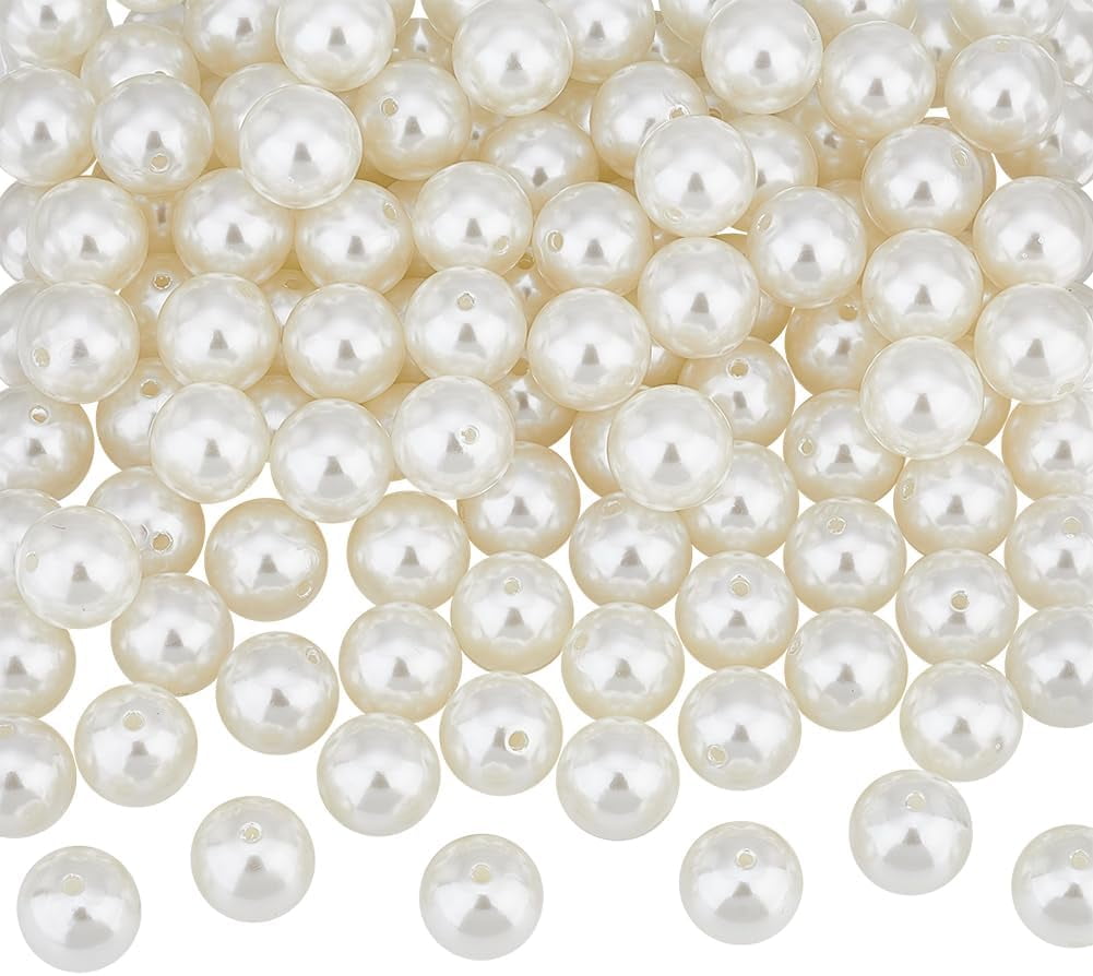 120 Pcs 20mm Large Pearl Beads Acrylic Round Beads Creamy White Loose Beads for Jewelry Making Pearls for Crafts White Craft Beads Party Home Decoration (Hole: 2mm)