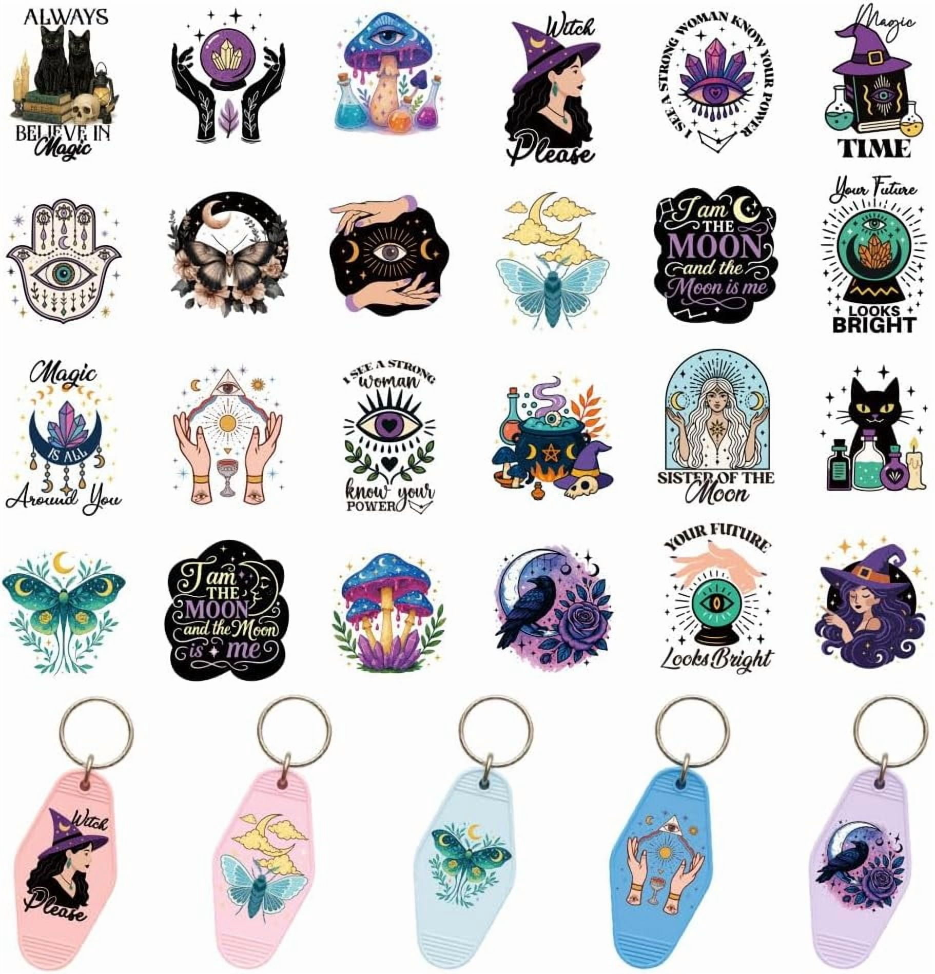 120 Pcs 24 Styles Mysterious Motel Keychain Stickers Moon UV DTF ...