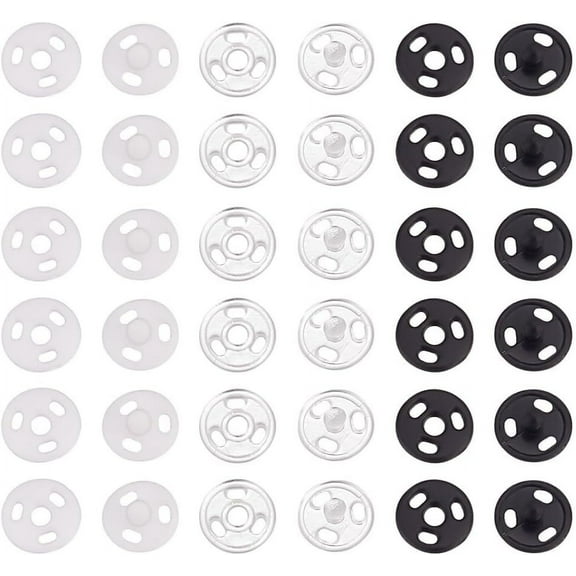 120 Pcs 3 Colors Plastic Sew on Snap Buttons 4mm Invisible Snap Fasteners Buttons Flat Round Press Button Clear Press Buttons for DIY Sewing Clothing DIY Craft