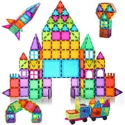120 Pcs 3D Color Magnet Building Tiles, Magnetic Building Blocks Set with 2 Car for Kids