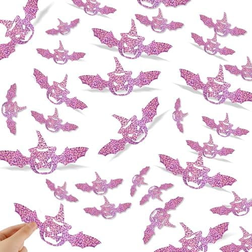 120 Pcs 3D Pumpkins Halloween Decorations,Waterproof Spooky Halloween Wall Decor Purple Sticker for Party Supplies Wall Window(Purple Pumpkin)