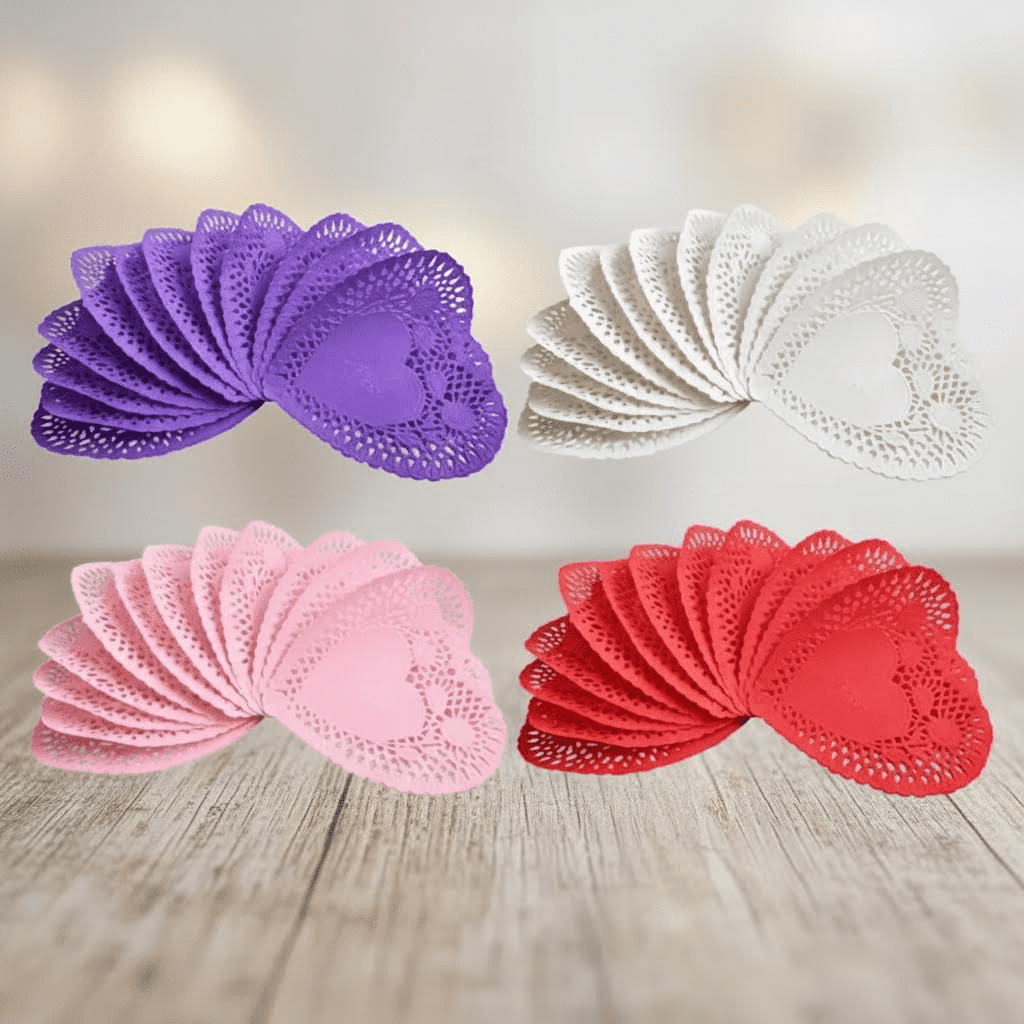 120 Pcs 6 Inch Heart Shaped Lace Paper Doilies for Valentine's Day ...