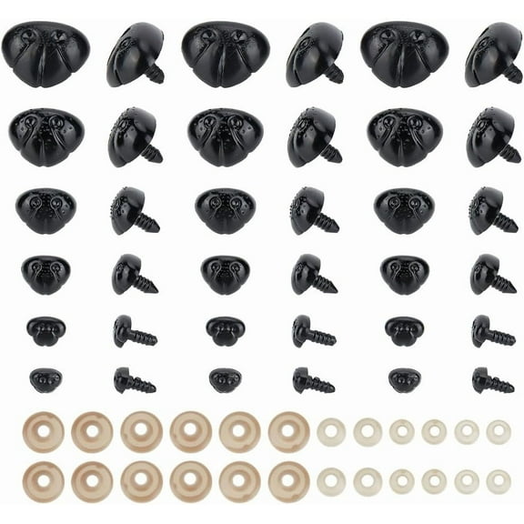 120 Pcs 6 Styles Crafting Noses Black Dog Safety Noses Teddy Bear Noses Making Supplies False Puppy Nose 18mm for Stuffed Animals Making Amigurumi DIYDIY