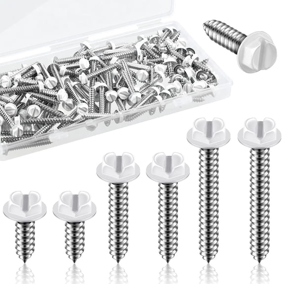120 Pcs #8 White Gutter Screws White Hex Washer Head Screws Self Tapping for Gutter and Downspout(1/2 Inch, 1 Inch, 1-1/4 Inch)