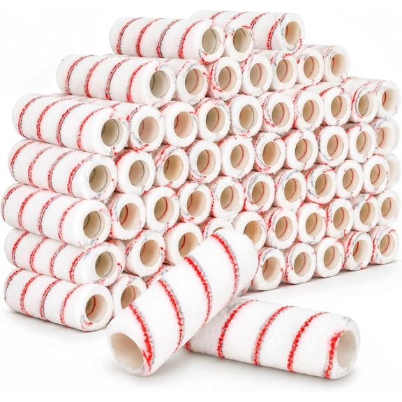 120 Pcs 9 Inch Paint Roller Covers, 13mm Nap Polyester Roller Refills | Red Gray Stripe Polyester Paint Roller Covers with 13mm Nap, Bulk Refills for Wall Painting, Interior and DIY Projects