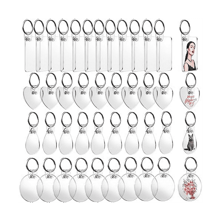 120 Pcs Acrylic Keychain Blanks, 4 Shapes Clear Blank Keychains for Vinyl  Kit Double-Sided for Crafts Ornaments