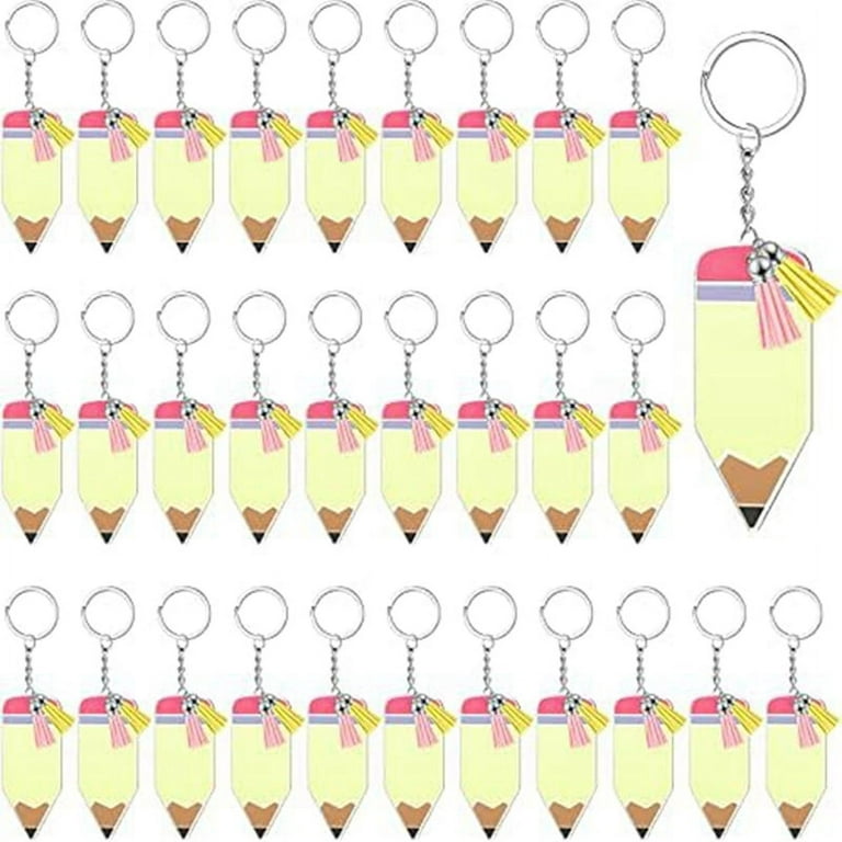 120 Pcs Acrylic Pencil Keychains with Key Rings, Tassels Key Chain for  Craft, Keychain Rings, Rings Key Chain Kit A 