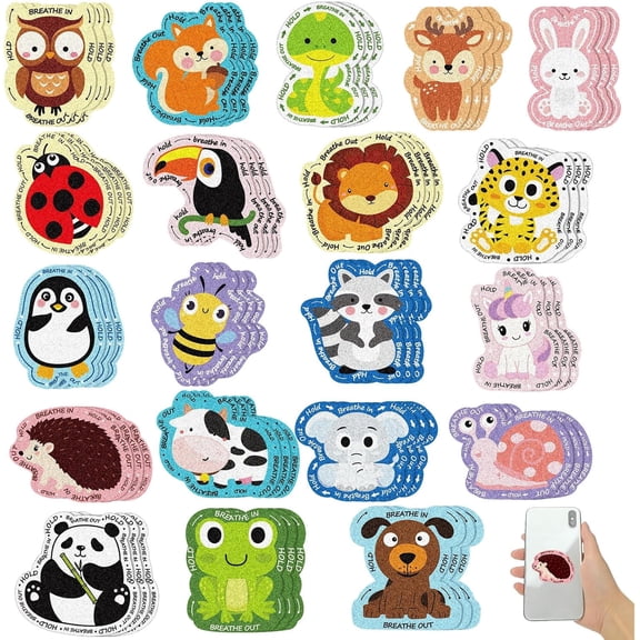 120 Pcs Anxiety Sensory Stickers Textured Rough Fidgets for Mental Health, Autism & ADHD, Mindfulness Decal for Stress Relief, Supplies for School Counselor(Animal)