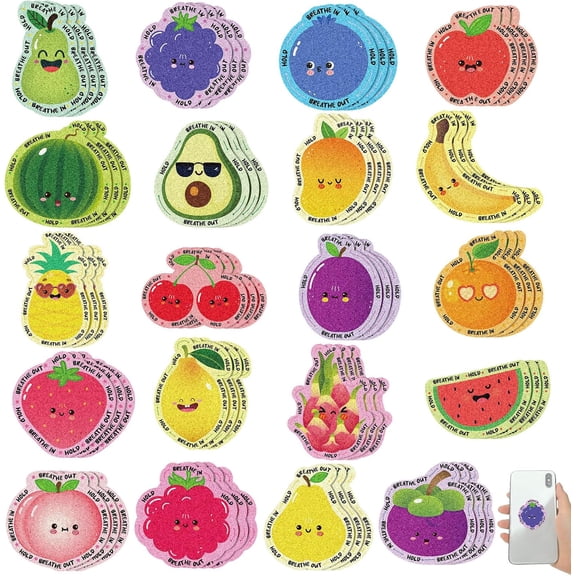 120 Pcs Anxiety Sensory Stickers Textured Sensory Strips Tactile Rough Calm Stickers Adhesive Tactile Fidget Tool for Classroom Desk Adults Teens Anxiety Relief(Fruit)
