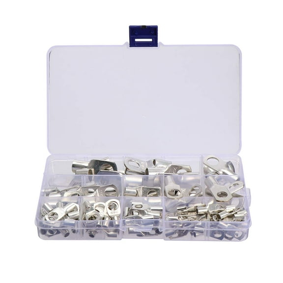 120 Pcs Assorted Heavy Duty Wire Lugs Battery Cable Eyelets Tubular Tinned Copper SC Ring Terminals Connectors Assortment Kit,,F124322