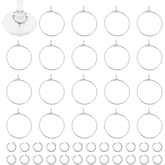 120 Pcs Beading Hoop Earring Findings Kit 316 Surgical Stainless Steel Hypoallergenic Wine Glass Charms Rings with 200Pcs Jump Rings Bead Earring Hoops for Jewelry Making Craft Art DIY Gray