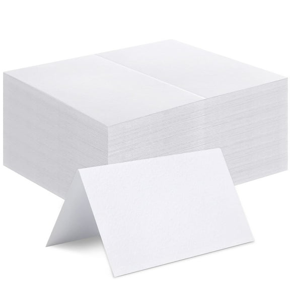 120 Pcs Blank Place Cards, 2x3.5 Inch Tent Style Wedding Escort Cards for Banquet Table Setting, Dinner Parties, Buffet Labels, Name Tags White