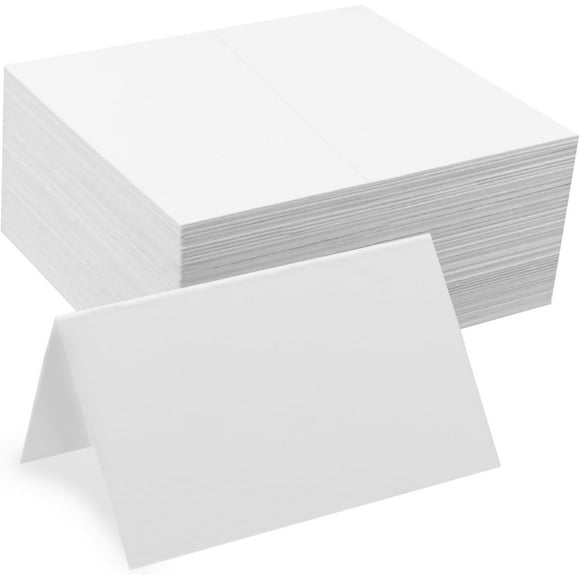 120 Pcs Blank Place Cards for Table Seting - Name Cards White, Table Place Cards for Dining, Party, Wedding, Tent Cards Fold 3.52 Inches White