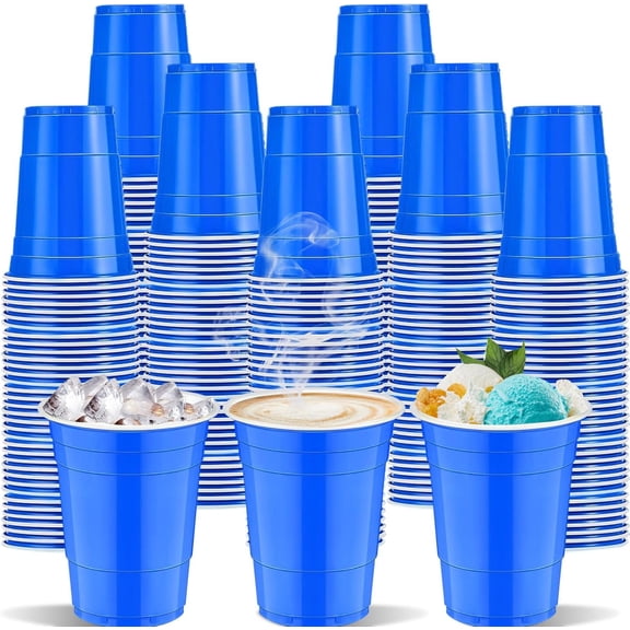 120 Pcs Blue Plastic Cups blue plastic Disposable cups 12 oz blue Party Cups for drinking Tastings served Snacks Barbecues Picnics