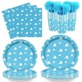 120 Pcs Blue Sky STF9 Paper Plates Birthday Party Tableware Set White