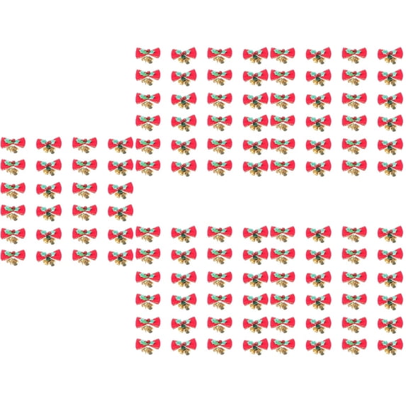120 Pcs Bow Christmas Decors DIY Christmas Tree Wreaths Bell Accessories (Red)