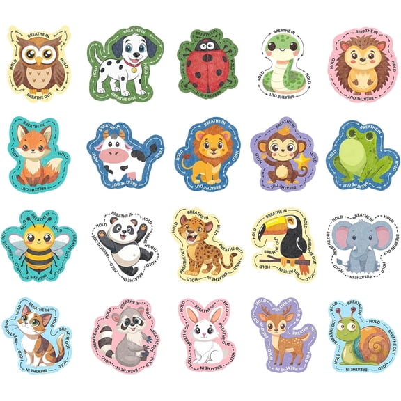 120 Pcs Breath Calm Anxiety Sensory Stickers, Anxiety Relief Items, Reusable Anxiety Sensory Strips for School Office Classroom Desk Adults Teens Tension Supplies Christmas Gifts (Animal)