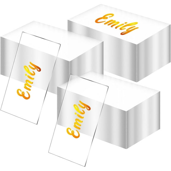120 Pcs Clear Acrylic Place Cards 3.5 x 2 Inches Acrylic Table Number Card Blank Wedding Name Plate for Wedding DIY Table Setting Banquet Reception Birthday Party, Rectangular