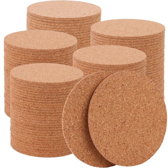 120 Pcs Cork Coaster for Drinks 3.5 Inch Round Edge Coasters Bulk Absorbent Heat Resistant Coasters Blank Reusable Tea or Coffee Cork Coaster for Glass Cup Mug Office Home Table Decor, Wood