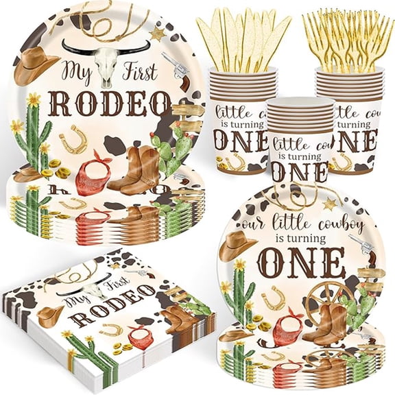 120 Pcs Cowboy Rodeo Theme Birthday Summer Picnic PARTY plate Napkins Supplies For 20 Guests