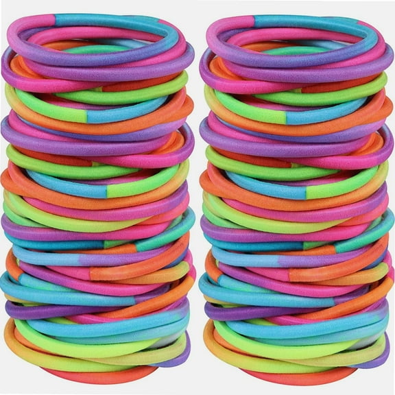 120 Pcs No Damage Elastics Hair Ties, Assorted Hair Bands Perfect for Medium to Thick Hair, Multicolor Pony tails Holders for Men, Women, Girls and Boys (4mm)