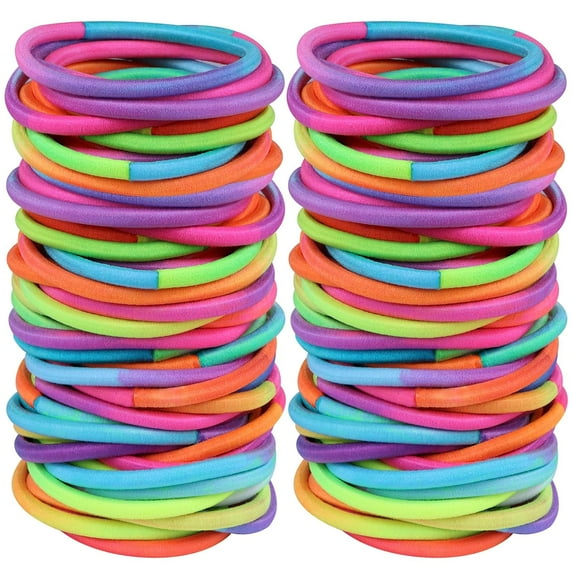 120 Pcs No Damage Elastics Hair Ties, Assorted Hair Bands Perfect for Medium to Thick Hair, Multicolor Pony tails Holders for Men, Women, Girls and Boys (4mm)