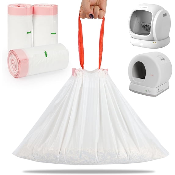 120 Pcs Drawstring Automatic Litter Box Bags, Designed for Automatic Litter Box Featuring Side-Access Waste Storage, Compatible with MW-SC01/MW-SC02