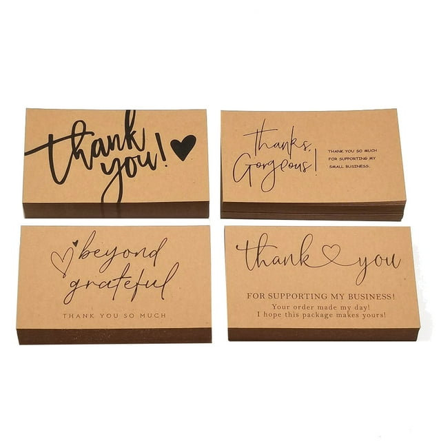 120 Pcs Exquisite Kraft Paper Thank You Cards ,for Small Business Appreciation Card Gift